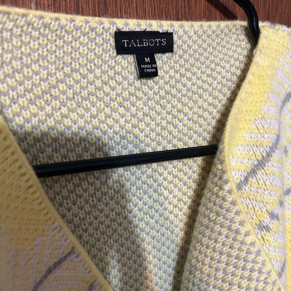 Talbots size M long sleeve bright yellows with gray accents blazer, pockets - Picture 5 of 10